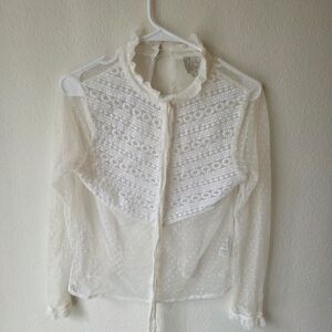 PAIGE Delicate Sheer White Blouse